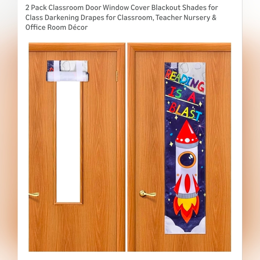 Rocket Themed Door Blackout Shades